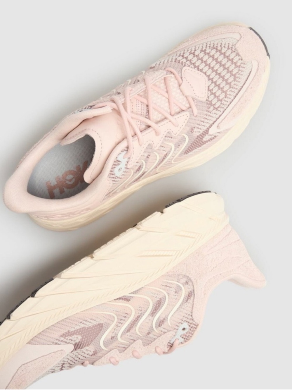 Hoka Clifton LS Women size 11 Pink and Cream Lightweight Running Sneakers